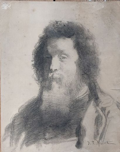 null FRENCH SCHOOL of the XIXth CENTURY Portrait of a man Charcoal on paper Bearing...