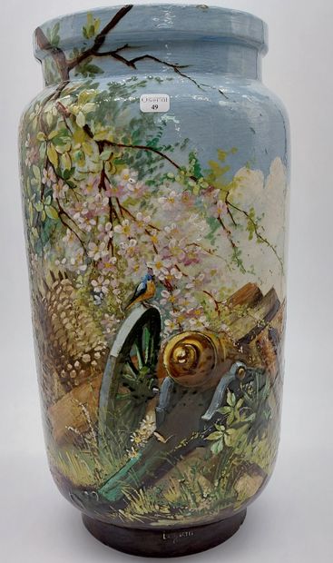 null FONTAINEBLEAU - ATELIER LEFRONT

Grand vase cylindrique à col resseré en faience...