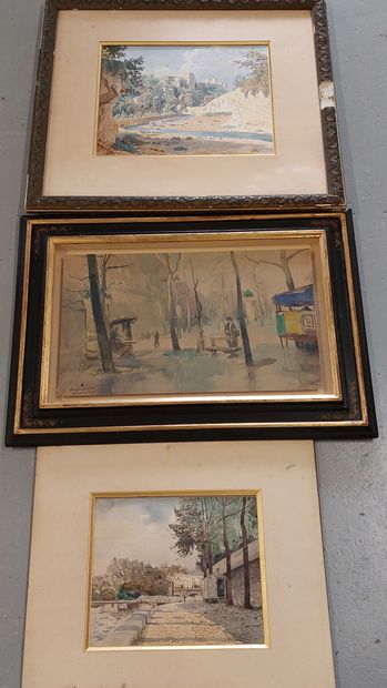 SET OF 3 WATERCOLORS 
 
- view of the quays...