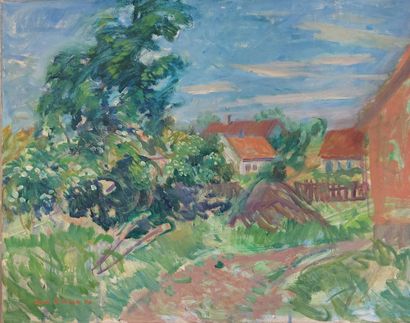 null EJNAR ROEPSTORFF KRAGH (1903-1981) The Red Roofs Oil on canvas Signed and dated...
