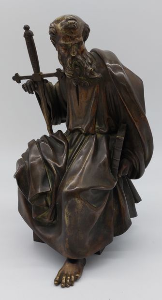 null BRONZE de saint Michel, tenant un livre et une épée, 

H : 34 cm