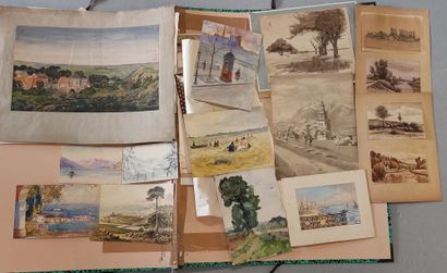 null DRAWING BOARD 

including a majority of watercolors

representing landscapes,...
