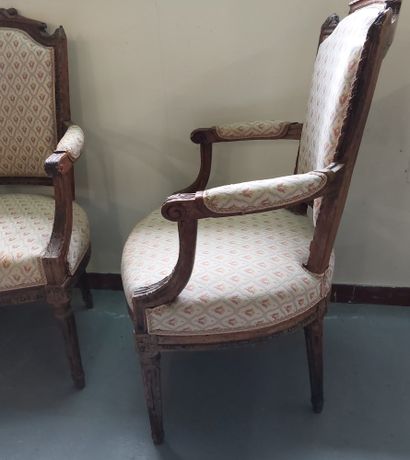 TWO ARMCHAIRS 
in molded and carved beech...