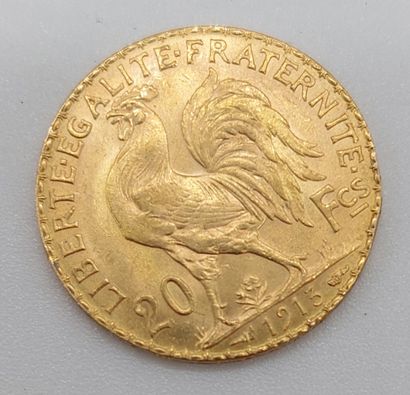 null Gold coin of 20 frc from 1913, obverse with rooster and reverse with Marianne

mintage...