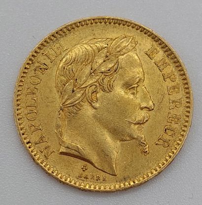 Pièce de 20 frc en or de 1863, avers au profil...
