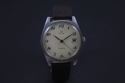 null OMEGA De Ville About 1980. Stainless steel wristwatch, round case, Arabic numerals,...