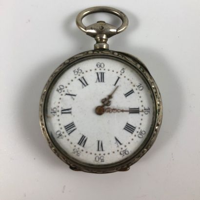 null SILVER GOSPET WATCH About 1880. Silver case, manual winding mechanism with key,...
