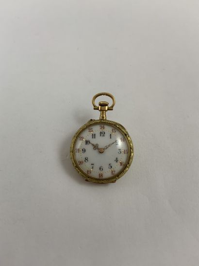 null MONTRE DE GOUSSET En or jaune 750/1000, cadran blanc non signé, index chiffres...