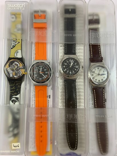 null LOT OF 4 SWATCH About 1990. Set of plastic wrist watches, quartz movement. Sold...