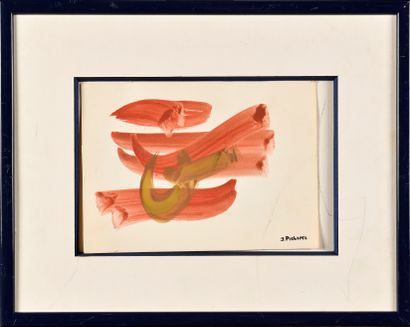 null JAMES PICHETTE (1920-1996) Untitled (ochre and blue) Mixed media on paper Signed...