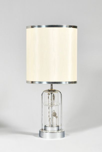 WORK OF THE 1970's Kinetic lamp with chromed...