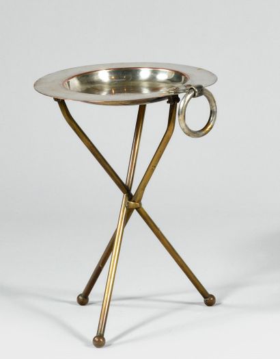 VALENTI Small folding pedestal table in silver...
