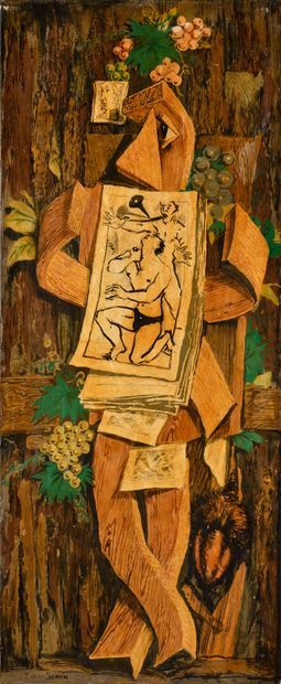 null ISMAEL DE LA SERNA (1898-1968) Personage Oil on stucco slab Signed 'I de La...