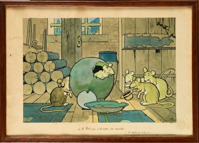  BENJAMIN RABIER (1869-1939) Le rat qui s’est retiré du monde Illustration pour les...