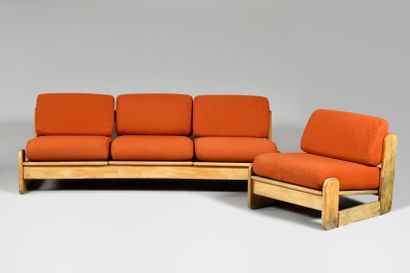 WORK OF THE 1960's Bench and armchair with...