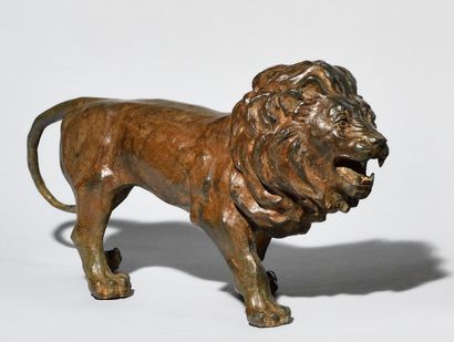PIERRE CHENET (XXE SIECLE) Lion Bronze with...