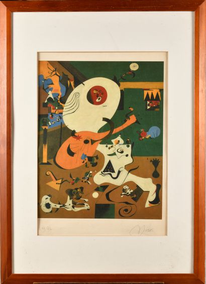 null JOAN MIRO (1893-1983), D'APRES Intérieur hollandais. Chromolithographie sur...