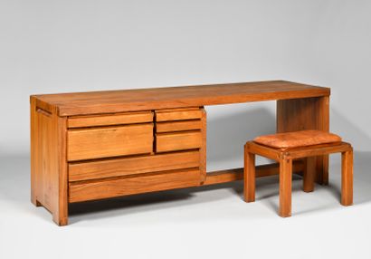 null PIERRE CHAPO (1927-1987) Modèle « R05 », créé en 1960 Coiffeuse ou commode bureau...