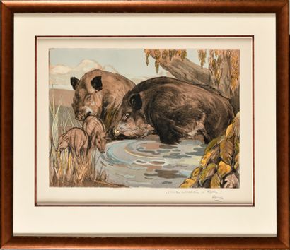 PAUL JOUVE (1878-1973) The goose, wild boars...