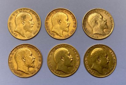 null KINGDOM OF GREAT BRITAIN 6 coins Sovereign Edward VII gold Weight : 23.7 g