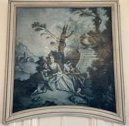 null FRENCH SCHOOL of the XVIIIth century Oil on canvas, former top of overmantel...