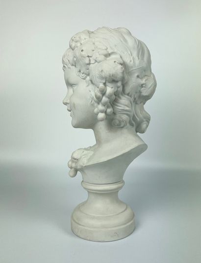 null MANUFACTURE OF VILLENAUXE Bust of Bacchus child on a pedestal Signed Giromella...