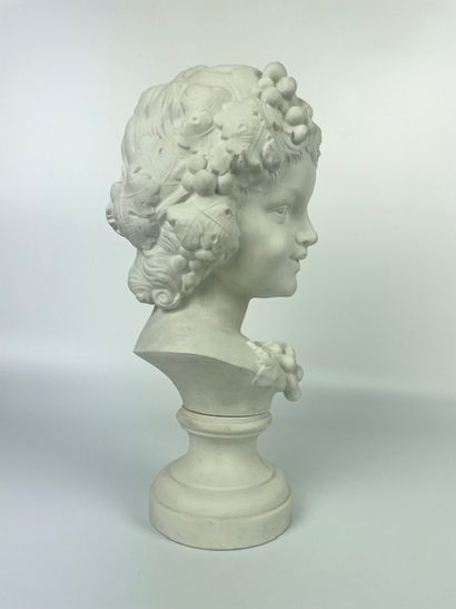 null MANUFACTURE OF VILLENAUXE Bust of Bacchus child on a pedestal Signed Giromella...