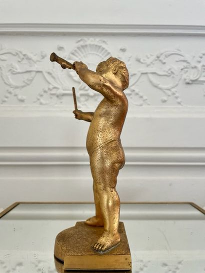 null Adolphe-Jean LAVERGNE (1863-1928) The trumpet player Gilt bronze signed on the...