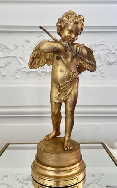 null Auguste MOREAU (1834-1917), In the taste of Love with a bow Gilded bronze marked...