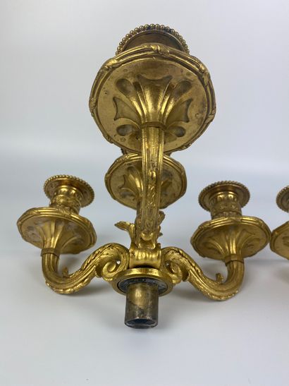 null PAIR OF CANDELABRES in gilt bronze with four arms of light. Louis XVI period....