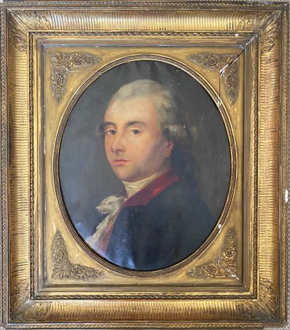 null In the 18th century style Portrait of a man Oval canvas Gilded wood frame 46...