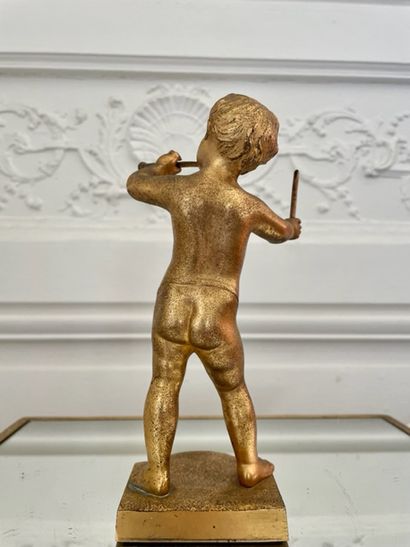 null Adolphe-Jean LAVERGNE (1863-1928) The trumpet player Gilt bronze signed on the...