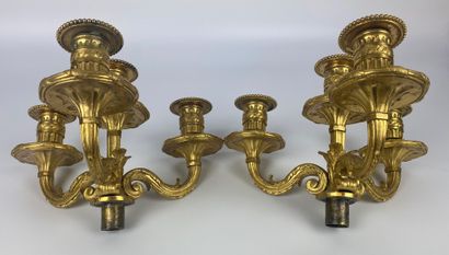 null PAIR OF CANDELABRES in gilt bronze with four arms of light. Louis XVI period....