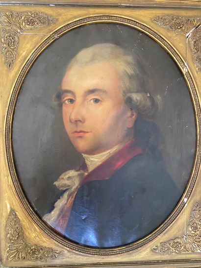null In the 18th century style Portrait of a man Oval canvas Gilded wood frame 46...
