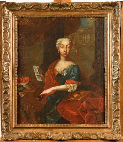 null ÉCOLE AUTRICHIENNE DU XVIIIÈME Portrait d'une impératrice du Saint Empire Toile...