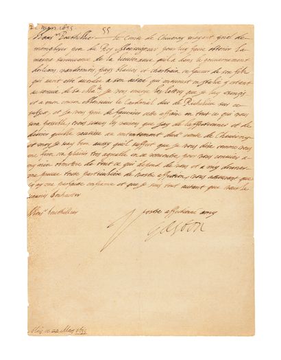 null ORLÉANS (Gaston d'). Autograph letter signed "Gaston" to his chancellor Léon...