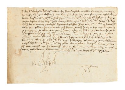 null LOUIS XI. Letter signed "Loys", countersigned by his secretary and first treasurer...