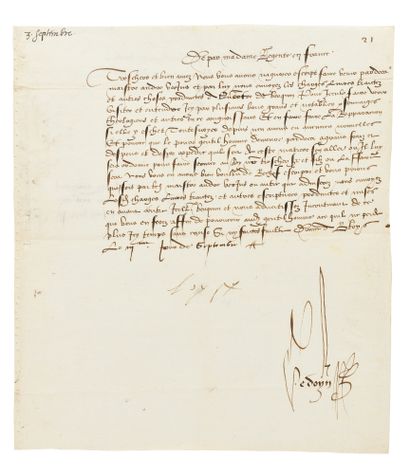 null LOUISE OF SAVOY. Letter signed "Loyse" as regent, countersigned by the king's...