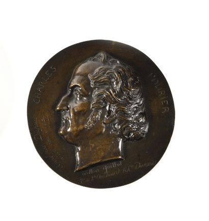 null Arthur GUILLOT (vers 1800-vers 1871) « Charles FOURIER » Médaillon en bronze...