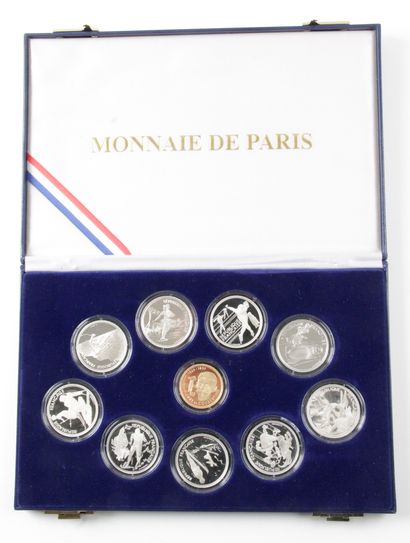  COFFRET MONNAIE DE PARIS - ALBERTVILLE 1992 - OLYMPIC GAMES, including : - 9 coins...