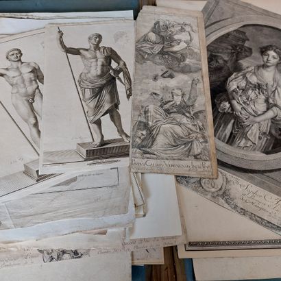 null Ensemble de gravures XVIIIe et XIXe, environ 40 dans un porte-folio

(traces...