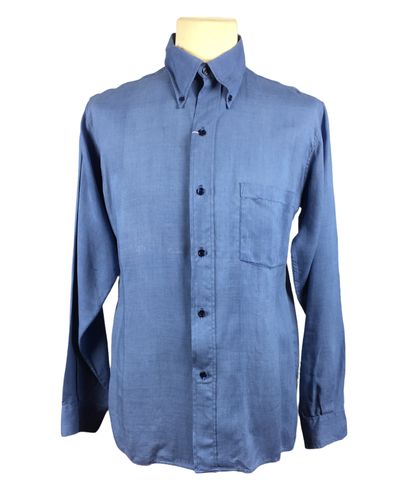 null HERMES PARIS Two blue linen shirts with long sleeves. Size 38/40. Good cond...