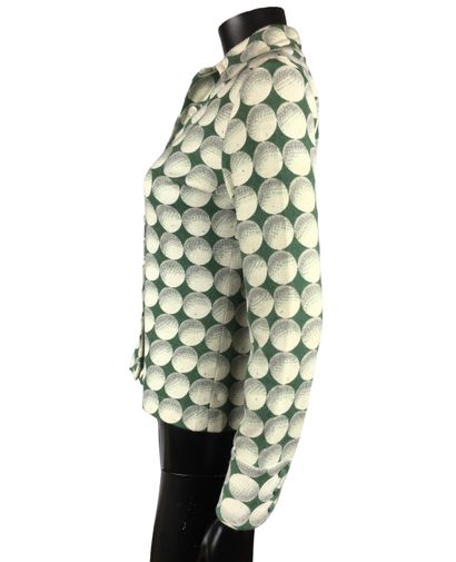 null HERMES PARIS Wool cardigan with golf balls on a green background. Size 36. Good...