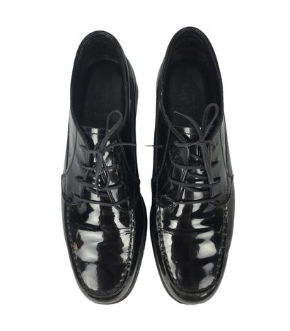 null TOD'S Pair of lace-up shoes in black patent. Rubber sole with studs. Box. T...