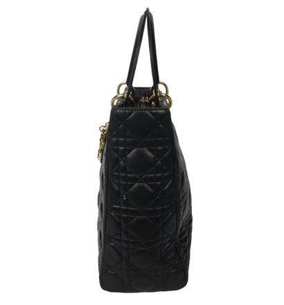 null CHRISTIAN DIOR Bag Lady Dior model 32 cm in black quilted leather, gold metal...