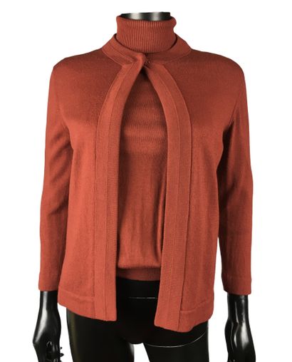 null HERMES PARIS Twin-set in cognac wool consisting of a long-sleeved turtleneck...