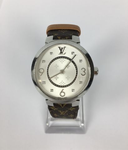 null LOUIS VUITTON Tambour Ref : TJ643 / Q13MJB Ladies' wristwatch, round case, white...