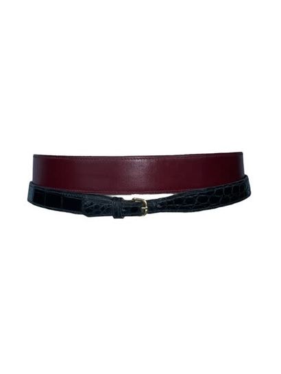 null HERMES PARIS Two belts with buckles, one in burgundy box, the other in black...