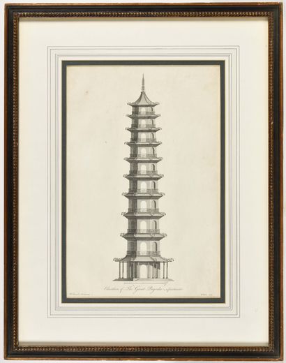 null WILLIAM CHAMBERS (1723-1796) D’APRES La Pagode Chinoise de Kew Gardens Gravure...