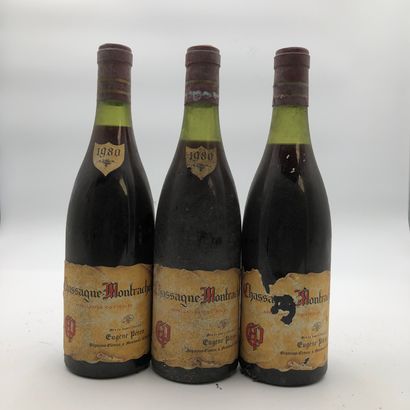 3 bouteilles Chassagne-Montrachet 1980 Eugène...